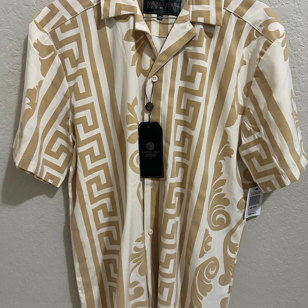 Men's Tan and White Shirt